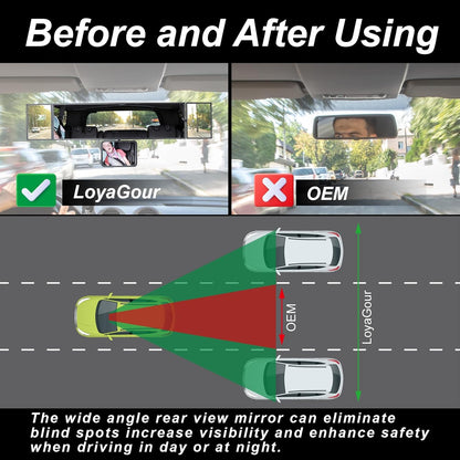 👶 15” Rear View Mirror with Baby Mirror – Panoramic Blind Spot Extender