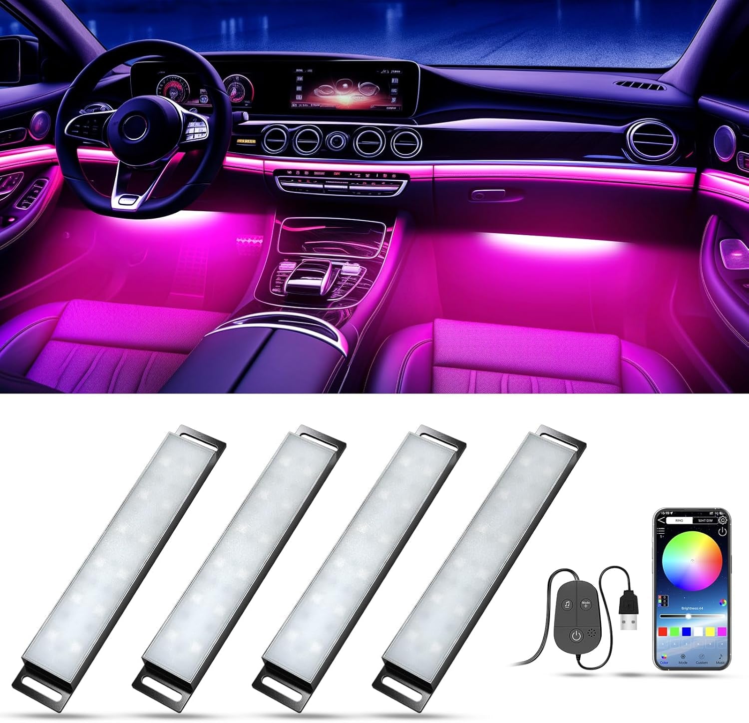 🚗 RGB Interior Car LED Kit – APP Controlled Ambient Lighting with Music Mode for Cars, Trucks & SUVs 💫🎧