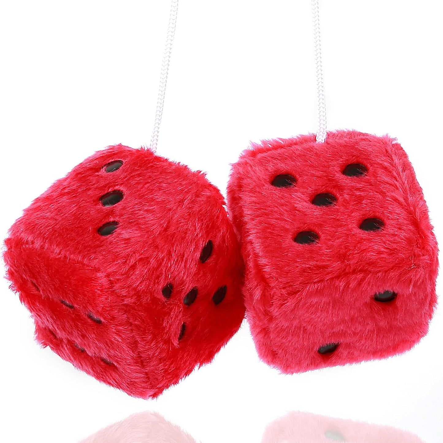 Black Fuzzy Dice – Retro Hanging Car Mirror Decoration 🎲🖤