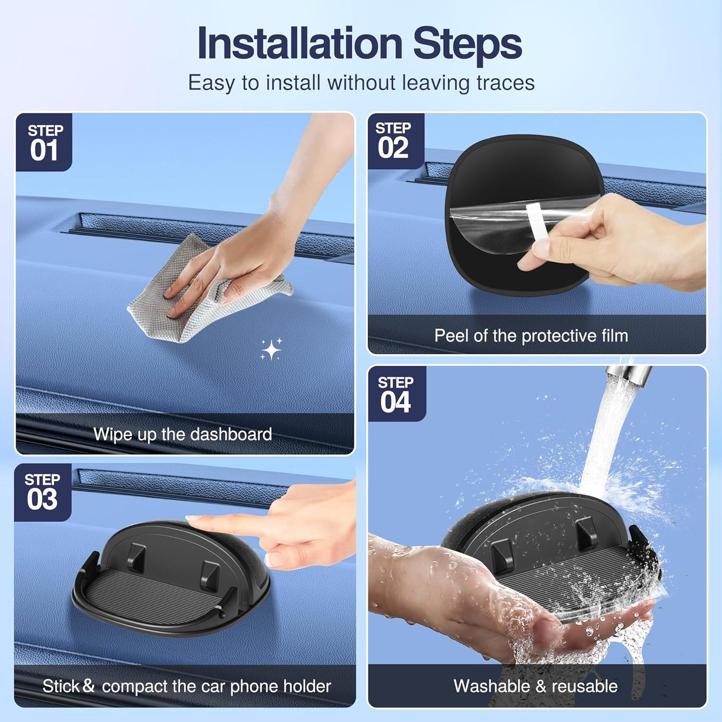 Ultimate Slip-Free Car Phone Holder & Dashboard Mat - Perfect for Smartphones & GPS with Universal Compatibility in Sleek Black