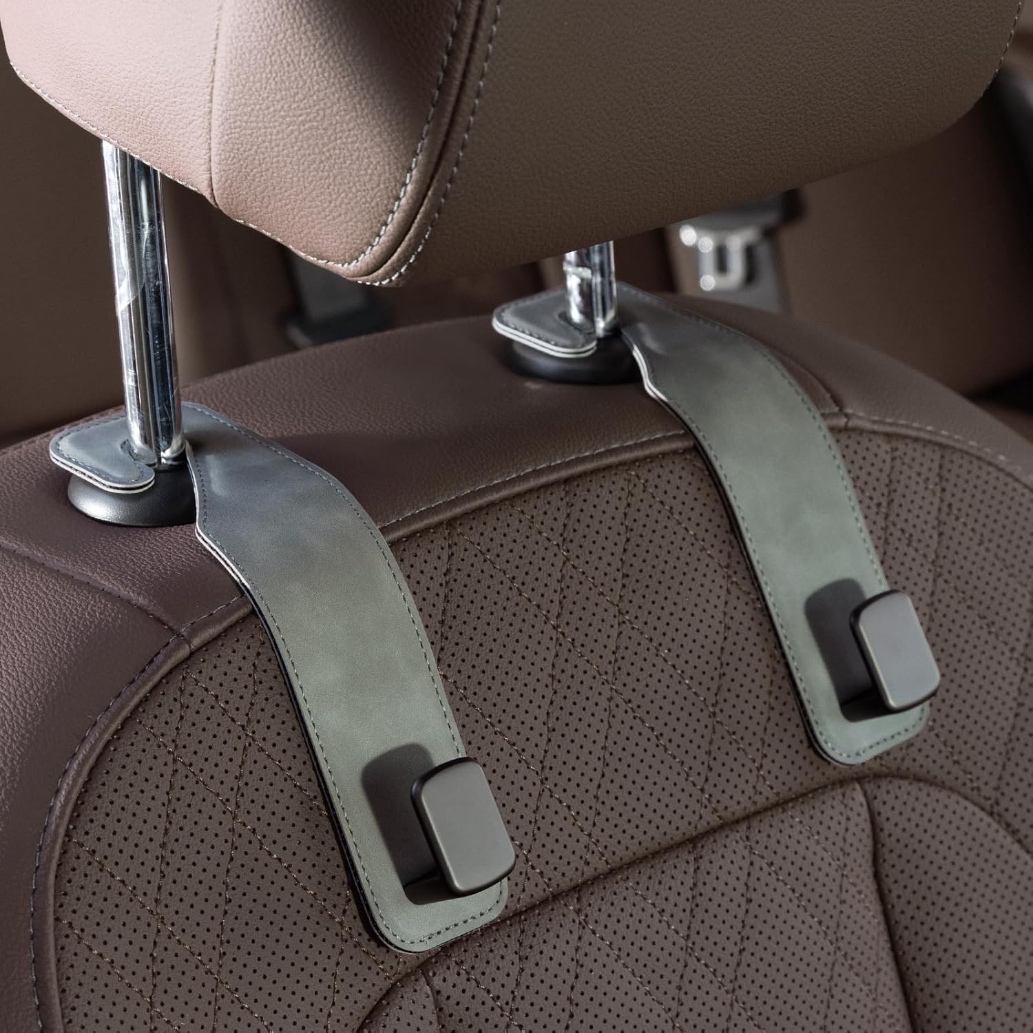 Premium Leather Car Purse Hook — Universal Seat Back Bag Holder (2-Pack)