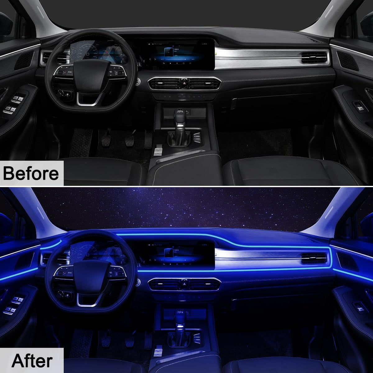 🎶 5-in-1 RGB LED Car Lights – APP Control, 16M Colors + Music Sync Fiber Optic Ambient Kit 🎵🔥
