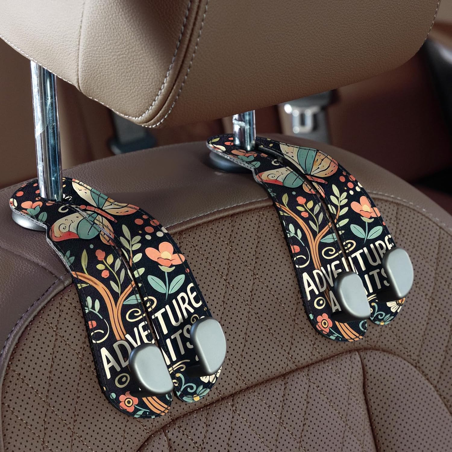 Premium Leather Car Purse Hook — Universal Seat Back Bag Holder (2-Pack)