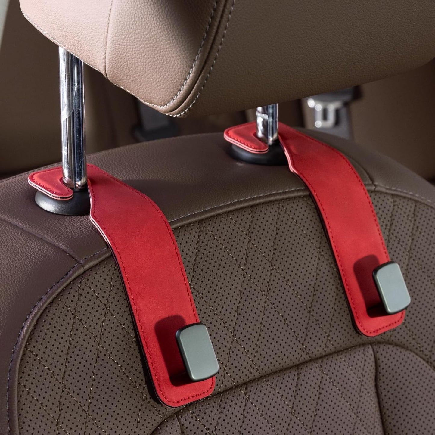 Premium Leather Car Purse Hook — Universal Seat Back Bag Holder (2-Pack)