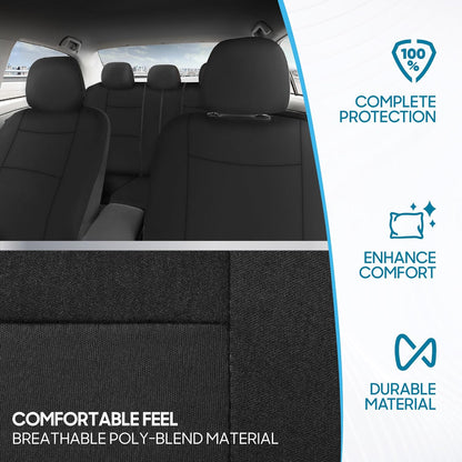 Upgrade Your Vehicle with  Solid Black Full Set Polypro Car Seat Covers – Easy Install for Front & Rear Split Bench Seats, Perfect for Cars, Trucks, SUVs, and Vans!