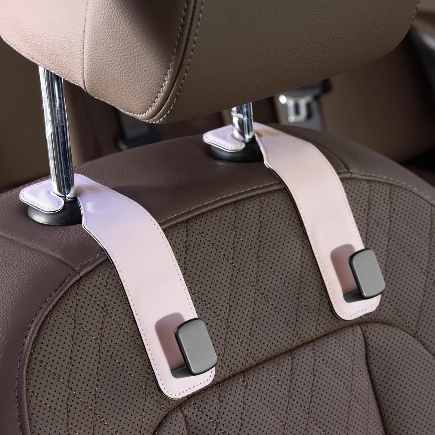 Premium Leather Car Purse Hook — Universal Seat Back Bag Holder (2-Pack)