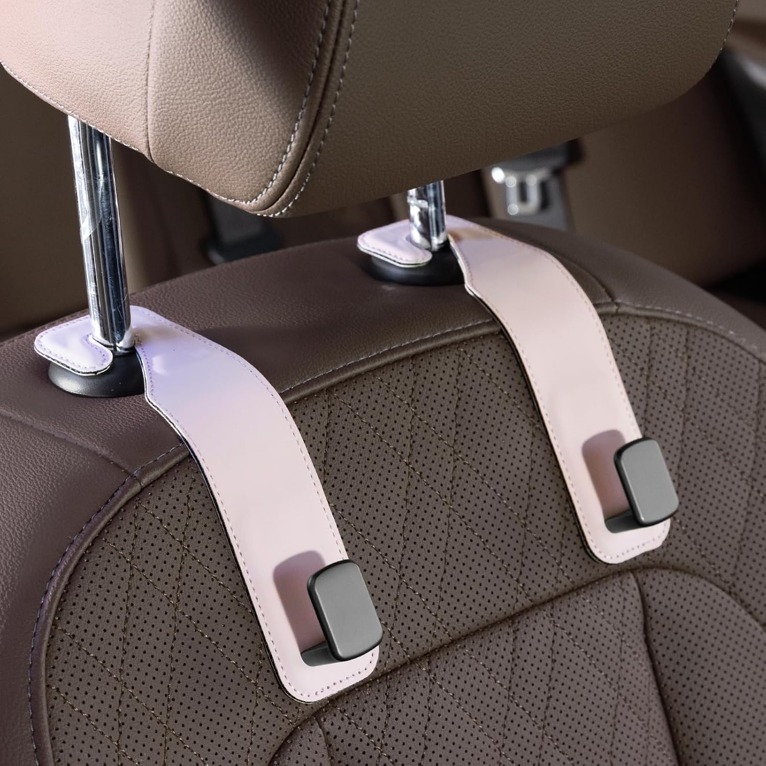 Premium Leather Car Purse Hook — Universal Seat Back Bag Holder (2-Pack)