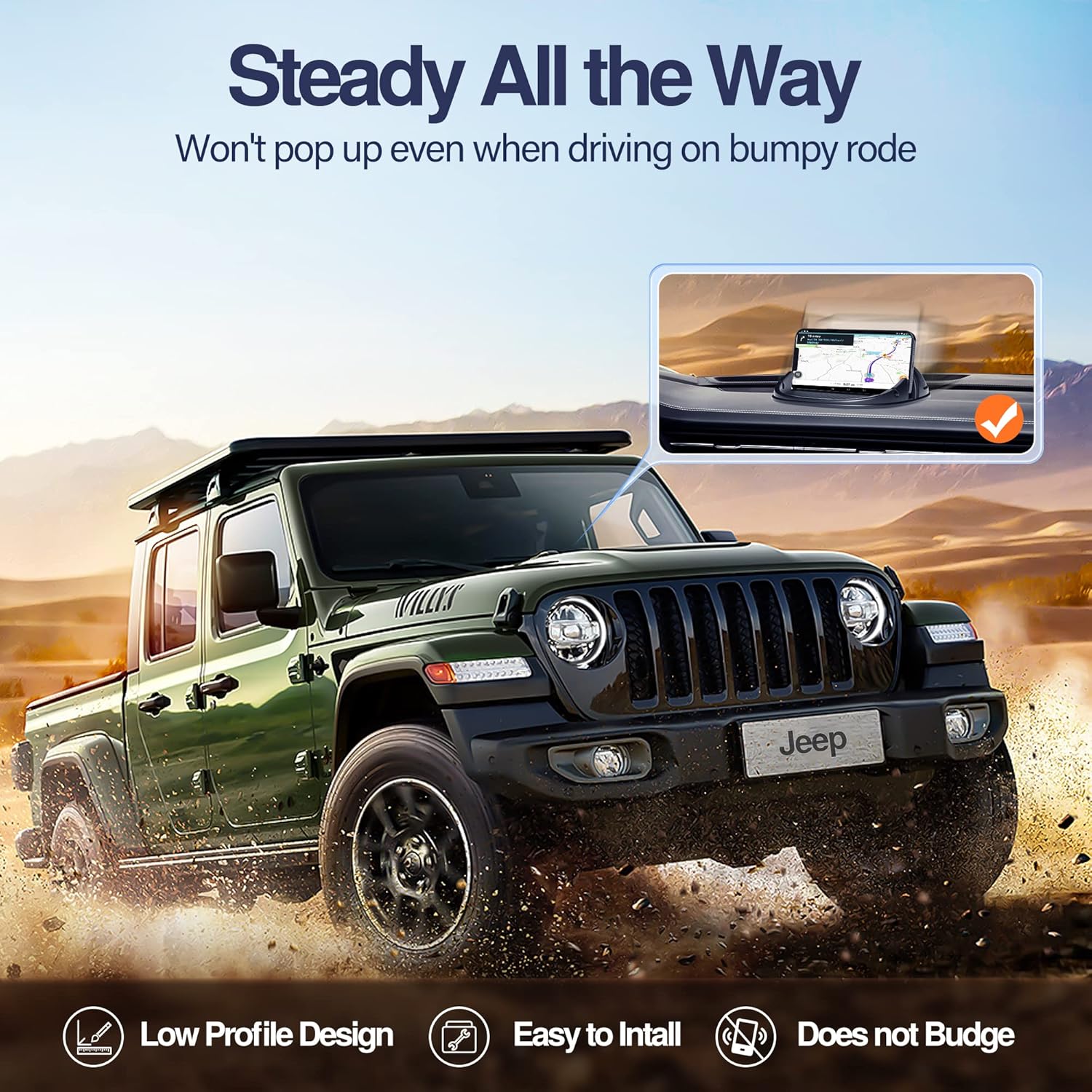 Ultimate Slip-Free Car Phone Holder & Dashboard Mat - Perfect for Smartphones & GPS with Universal Compatibility in Sleek Black