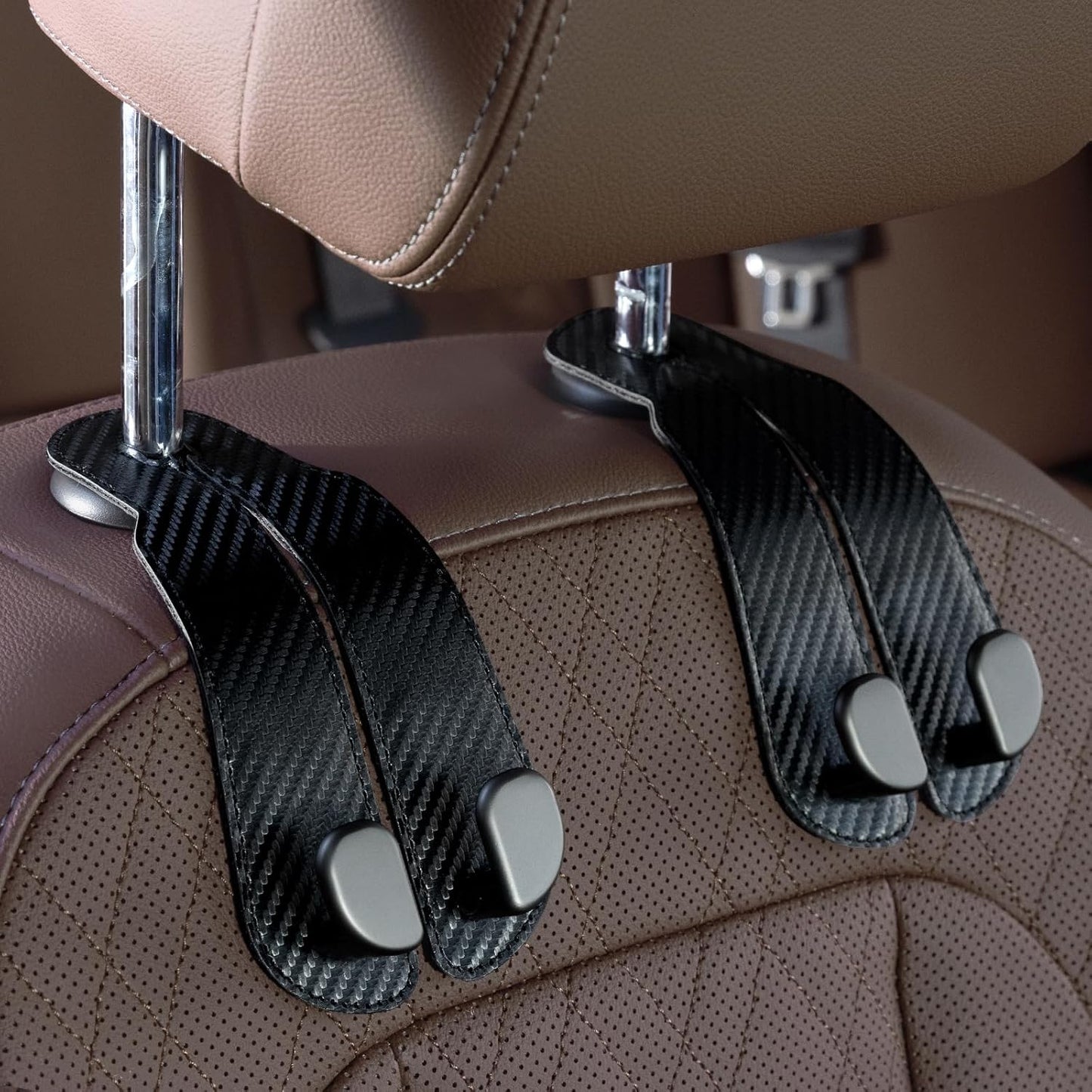 Premium Leather Car Purse Hook — Universal Seat Back Bag Holder (2-Pack)