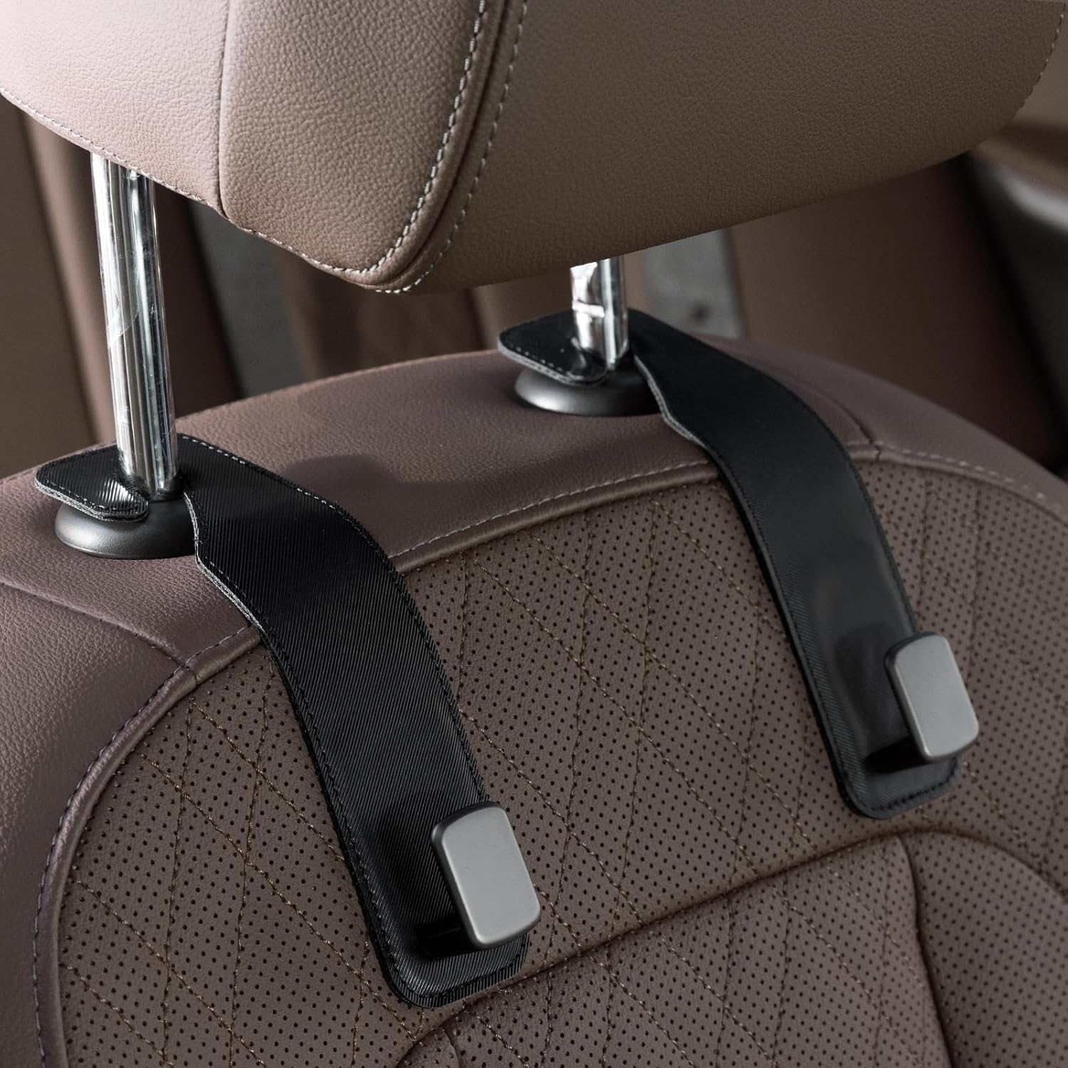 Premium Leather Car Purse Hook — Universal Seat Back Bag Holder (2-Pack)