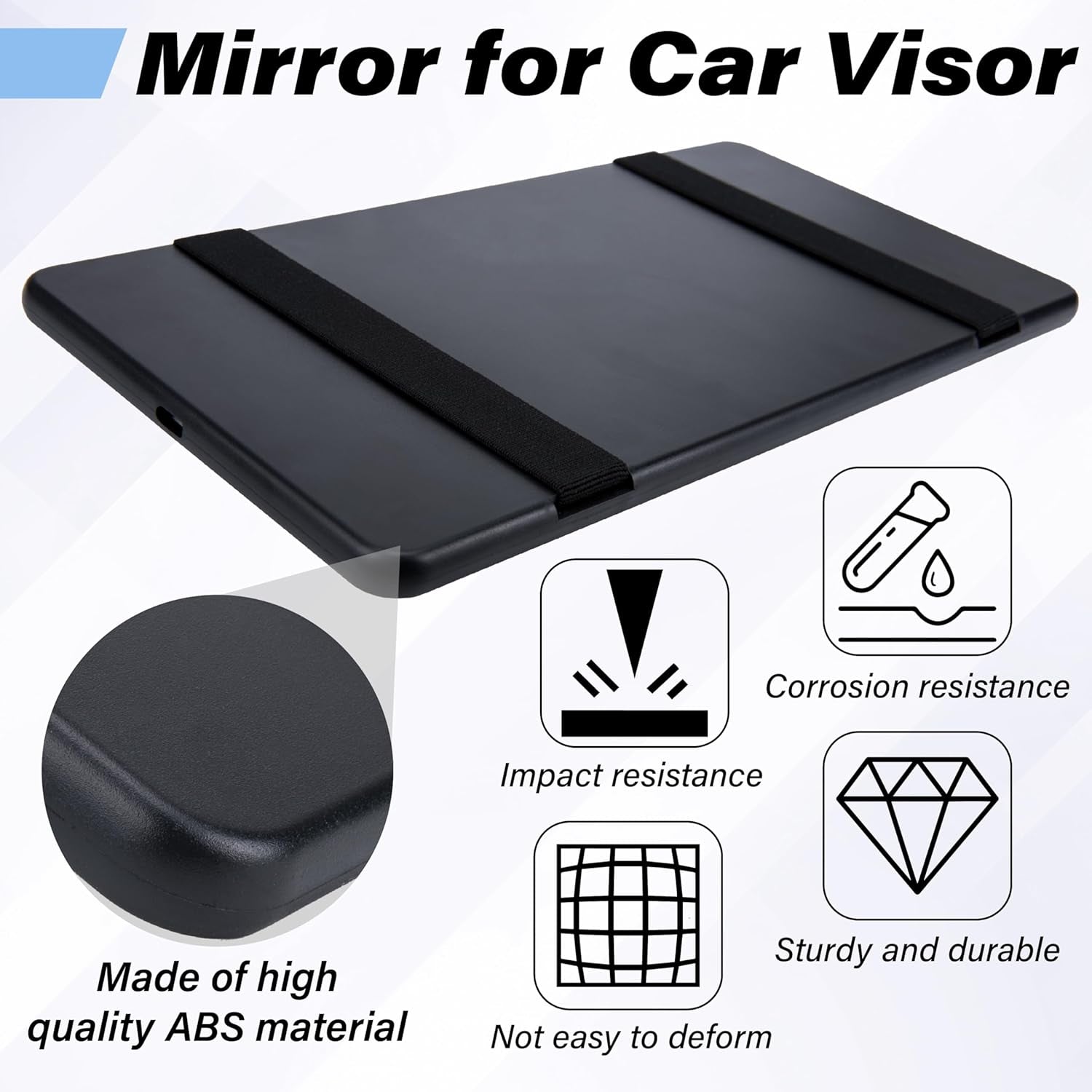 💄 Car Sun Visor Mirror – HD Cosmetic Makeup Mirror with Straps