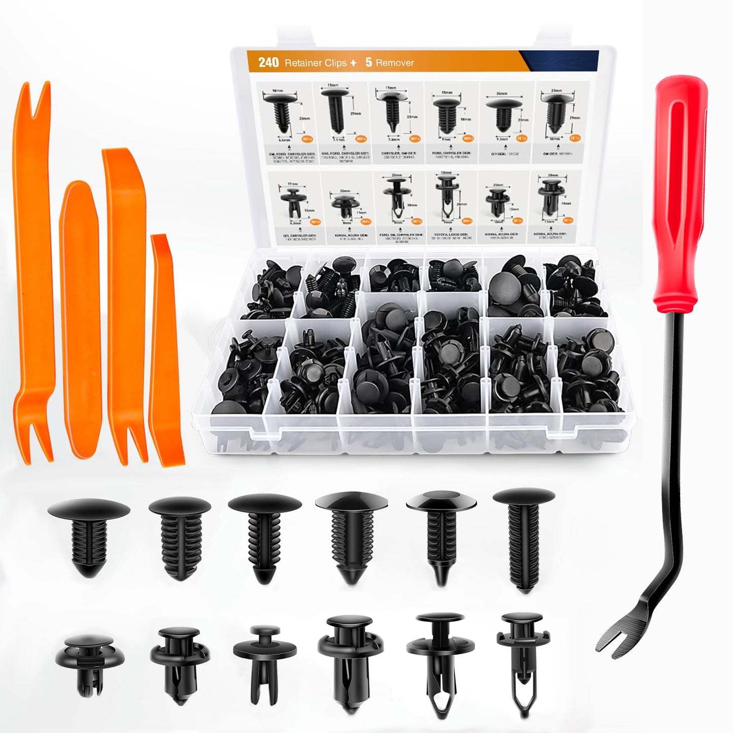 240PCS Car Retainer Clip Set – Rivets & Fasteners for GM, Ford, Toyota ⚙️🧰