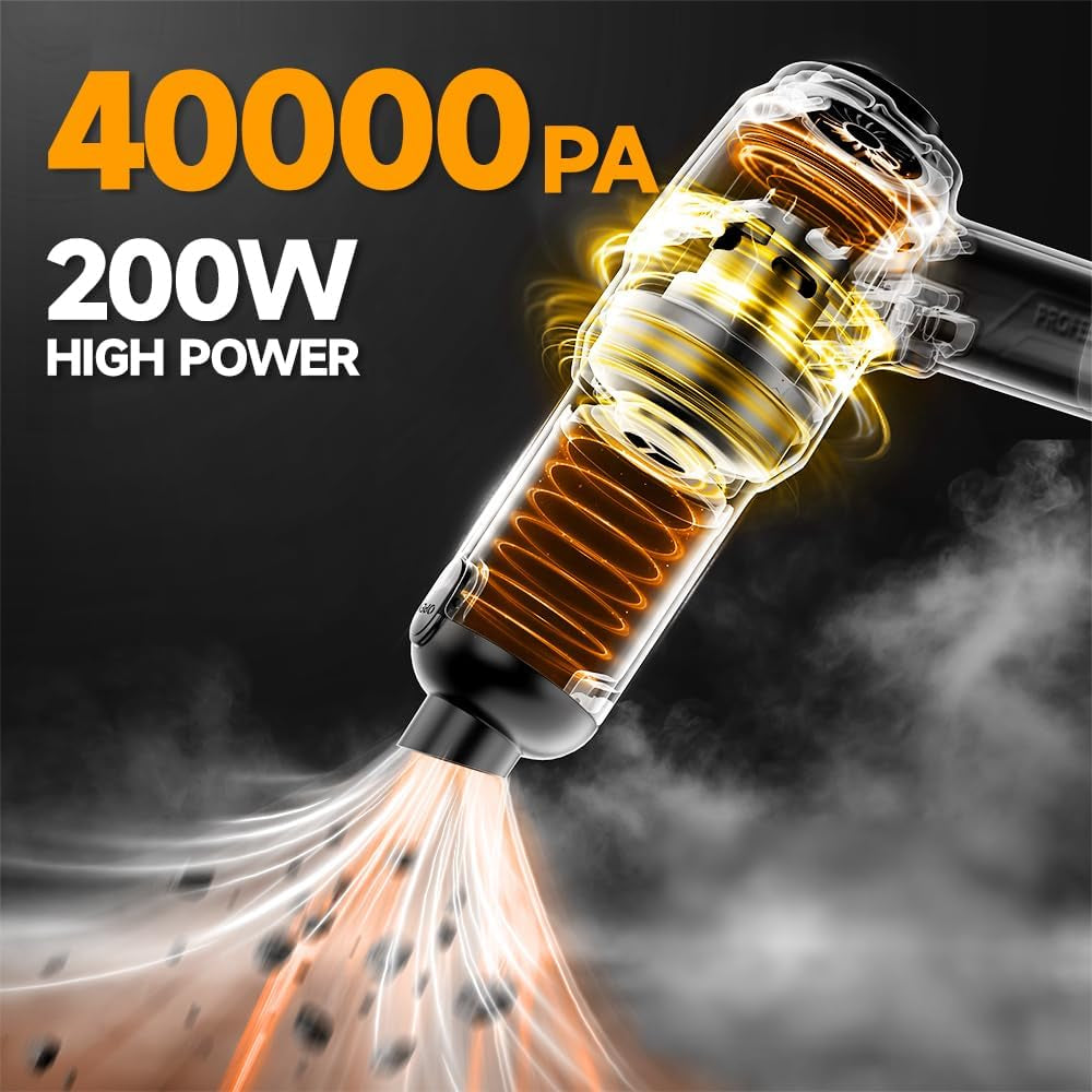 ⚡ Cordless 4-in-1 Car Vacuum – 40000 Pa Suction, Built-In Air Duster, High-Power Cleaning Machine 🔥🚗