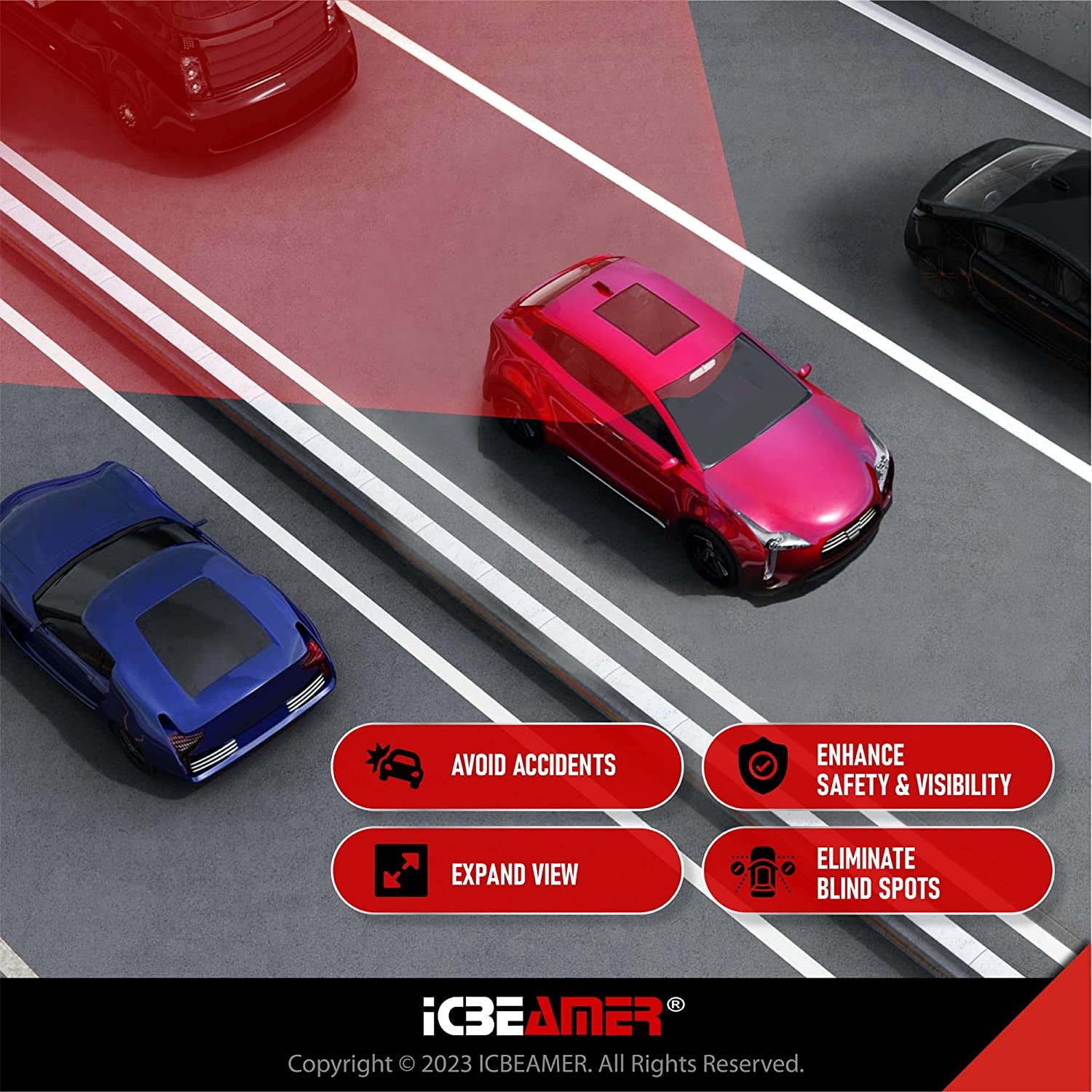 🔵 14.2” Clip-On Rear View Mirror – Wide Angle Blue Tint Anti-Glare