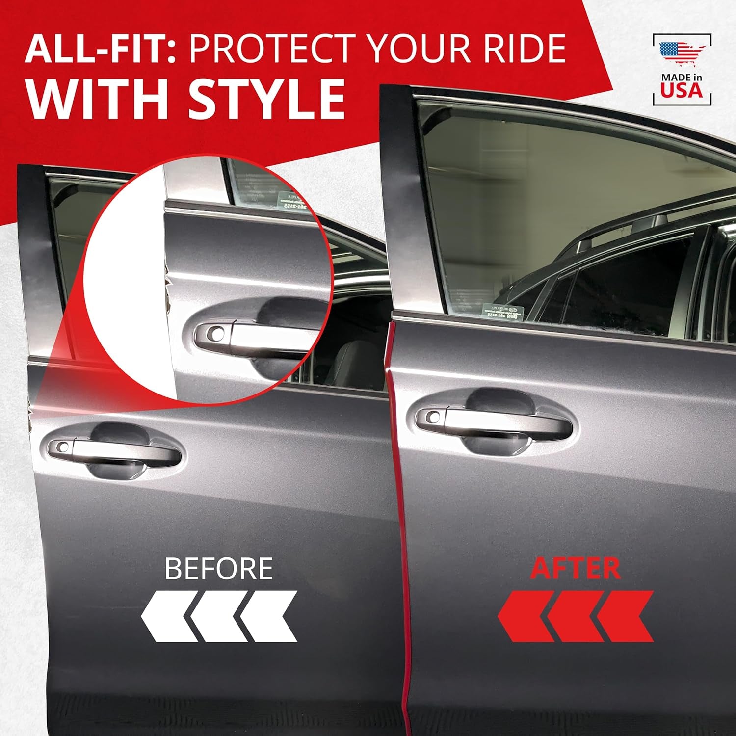 All-Fit Universal Car Door Edge Protector - Flexible DIY Trim to Prevent Scratches & Dings (10 Ft - Red)