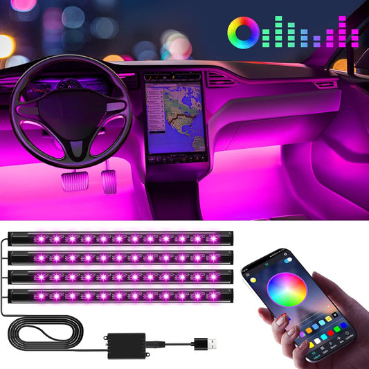 Led Lights for Car Accessories Interior, Christmas Stocking Stuffers for Men Women Teen Girls, White Elephant Gifts for Adults, APP Control with USB Port Color Change Lights for Truck Decor