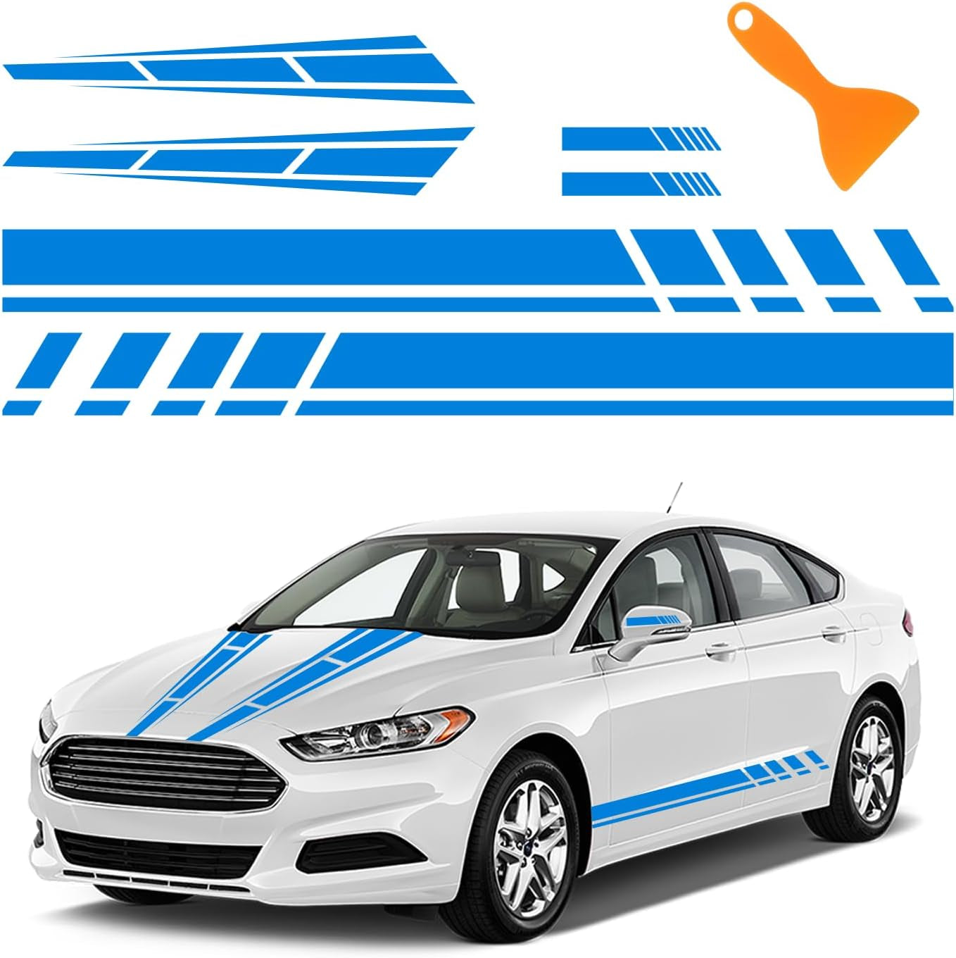 6PCS Car Racing Stripe Kit – Hood, Side & Mirror Decals ⚡🏎️