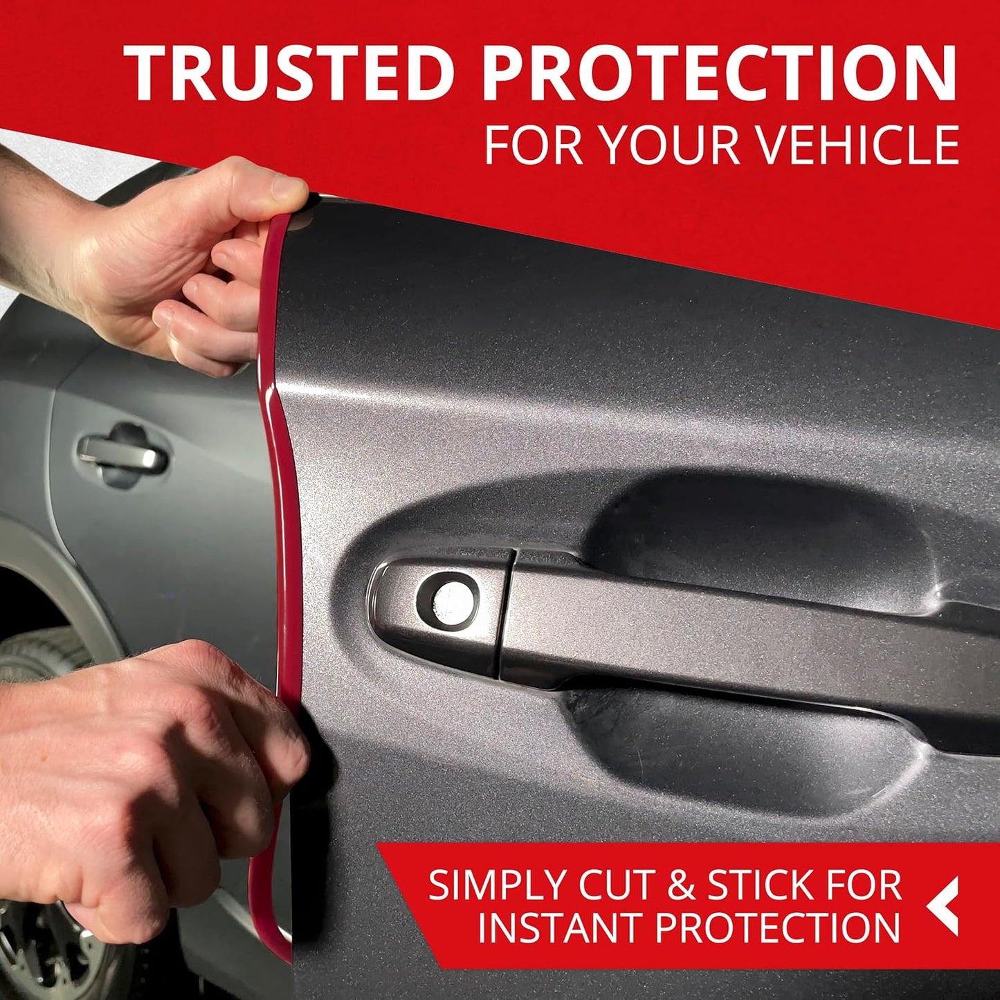 All-Fit Universal Car Door Edge Protector - Flexible DIY Trim to Prevent Scratches & Dings (10 Ft - Red)