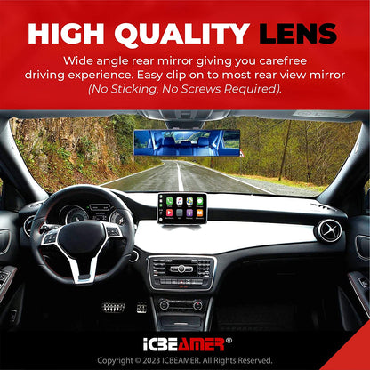 🔵 14.2” Clip-On Rear View Mirror – Wide Angle Blue Tint Anti-Glare