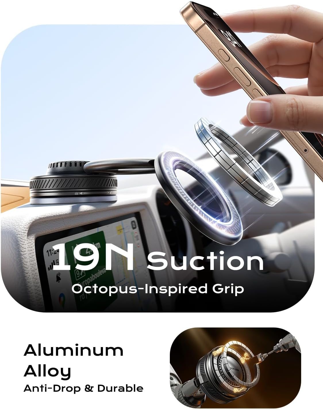 Magnetic Car Phone Mount — 2-in-1 Air Vent Holder + Car Fragrance Diffuser (360° Rotation)