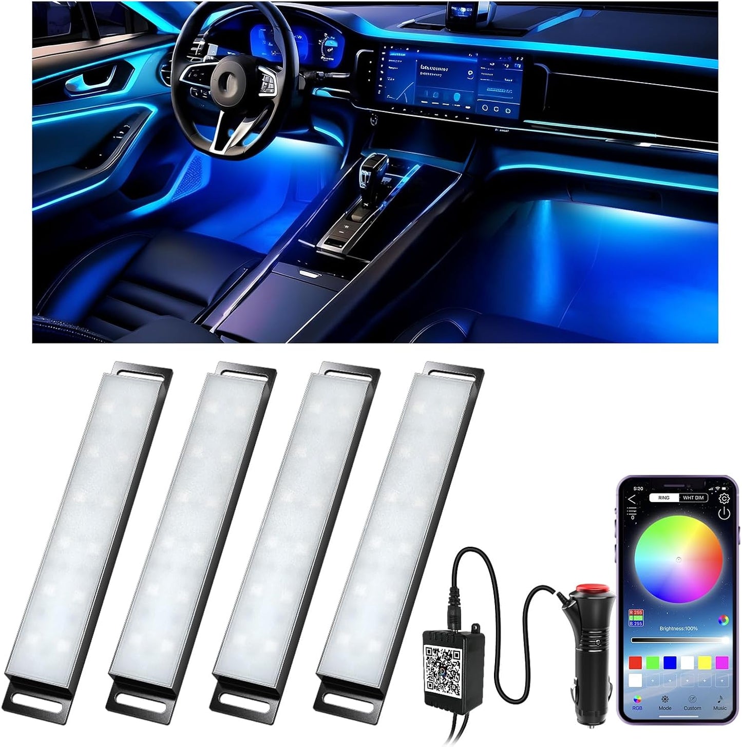 🚗 RGB Interior Car LED Kit – APP Controlled Ambient Lighting with Music Mode for Cars, Trucks & SUVs 💫🎧