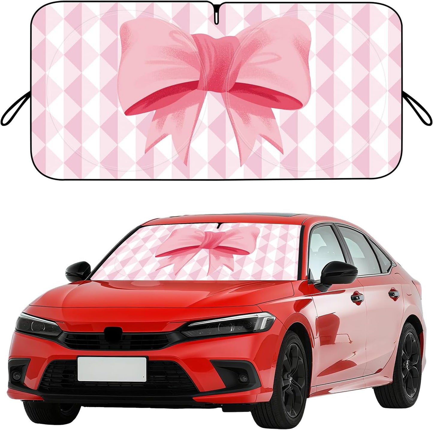 Car Windshield Sun Shade – Funny Cartoon Eyes Foldable Visor 63.7"x32" ☀️🚗