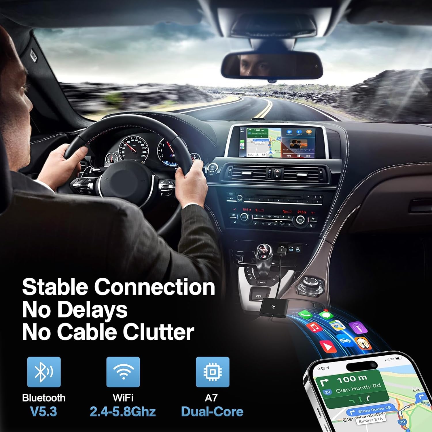 📡 Wireless CarPlay Adapter – 2025 Fast Plug & Play Upgrade for iPhone & Android Auto ⚡📲