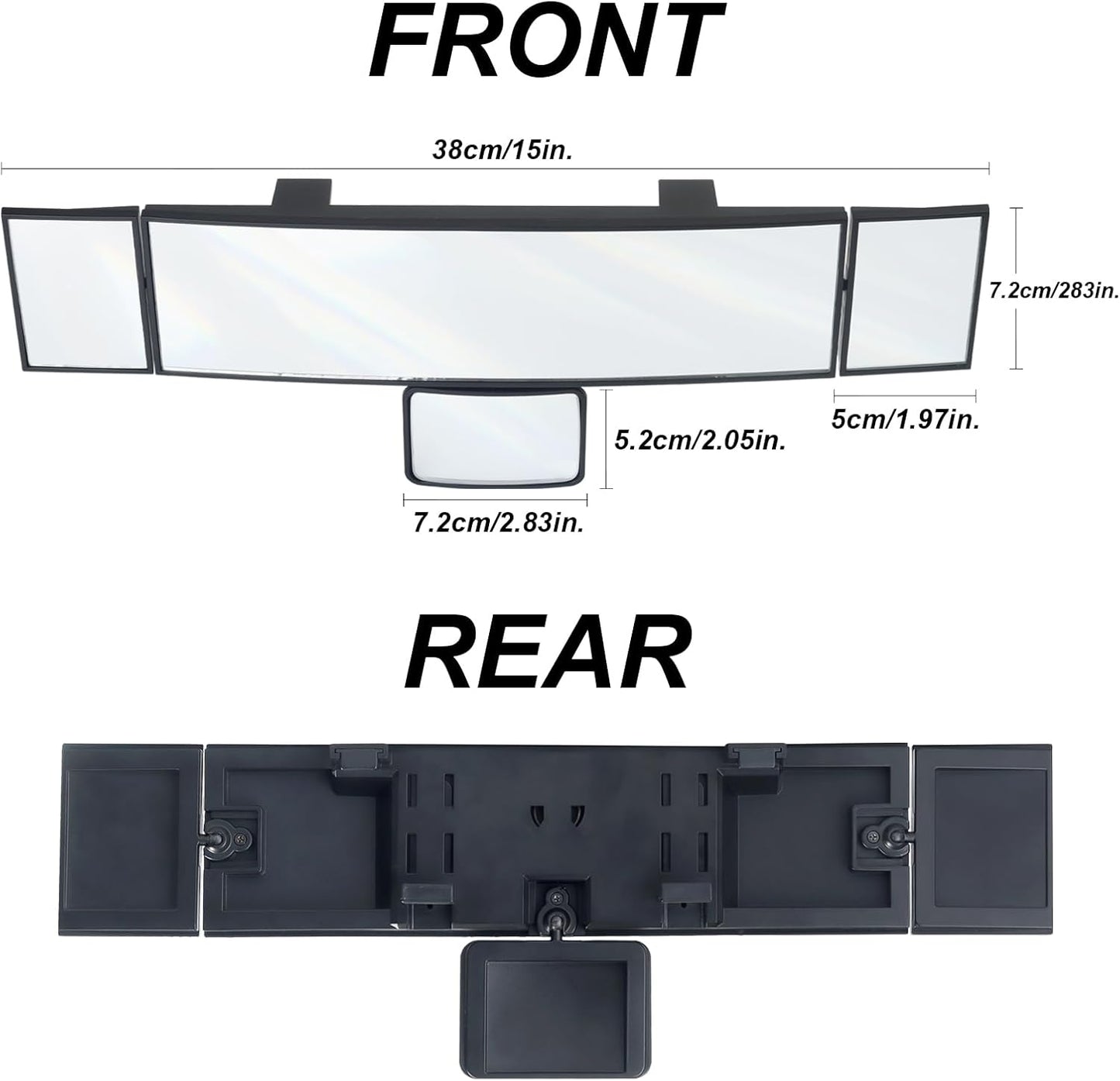 👶 15” Rear View Mirror with Baby Mirror – Panoramic Blind Spot Extender