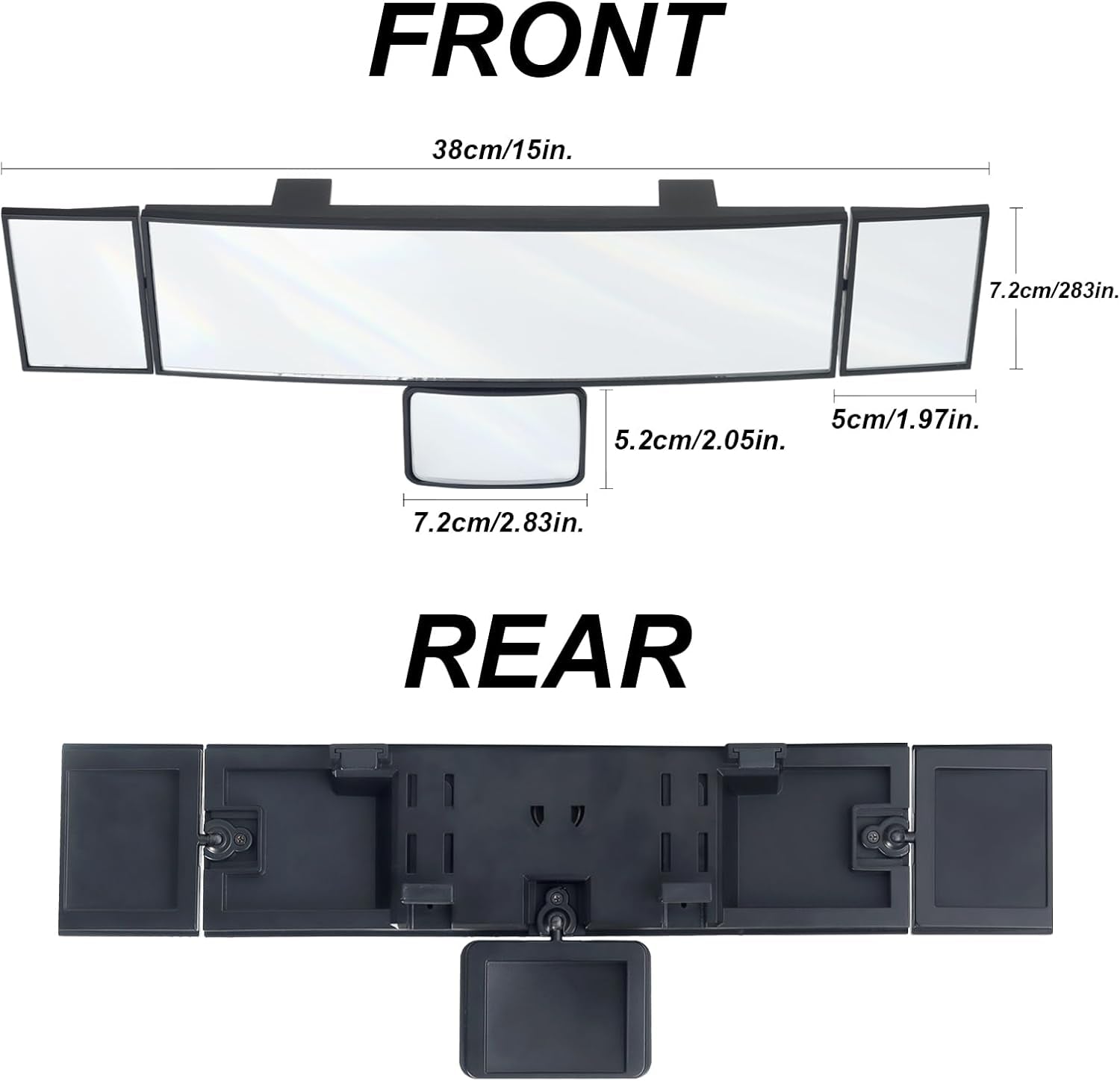 👶 15” Rear View Mirror with Baby Mirror – Panoramic Blind Spot Extender