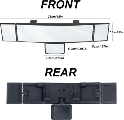👶 15” Rear View Mirror with Baby Mirror – Panoramic Blind Spot Extender