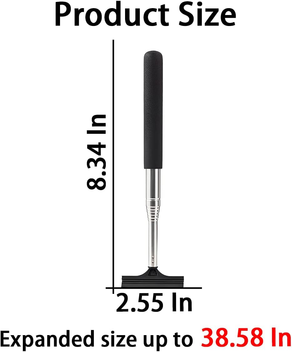 Ultimate Car Rearview Mirror Wiper - Retractable Auto Glass Squeegee with Telescopic Rod, Portable Water Cleaner for All Vehicles (Black)
