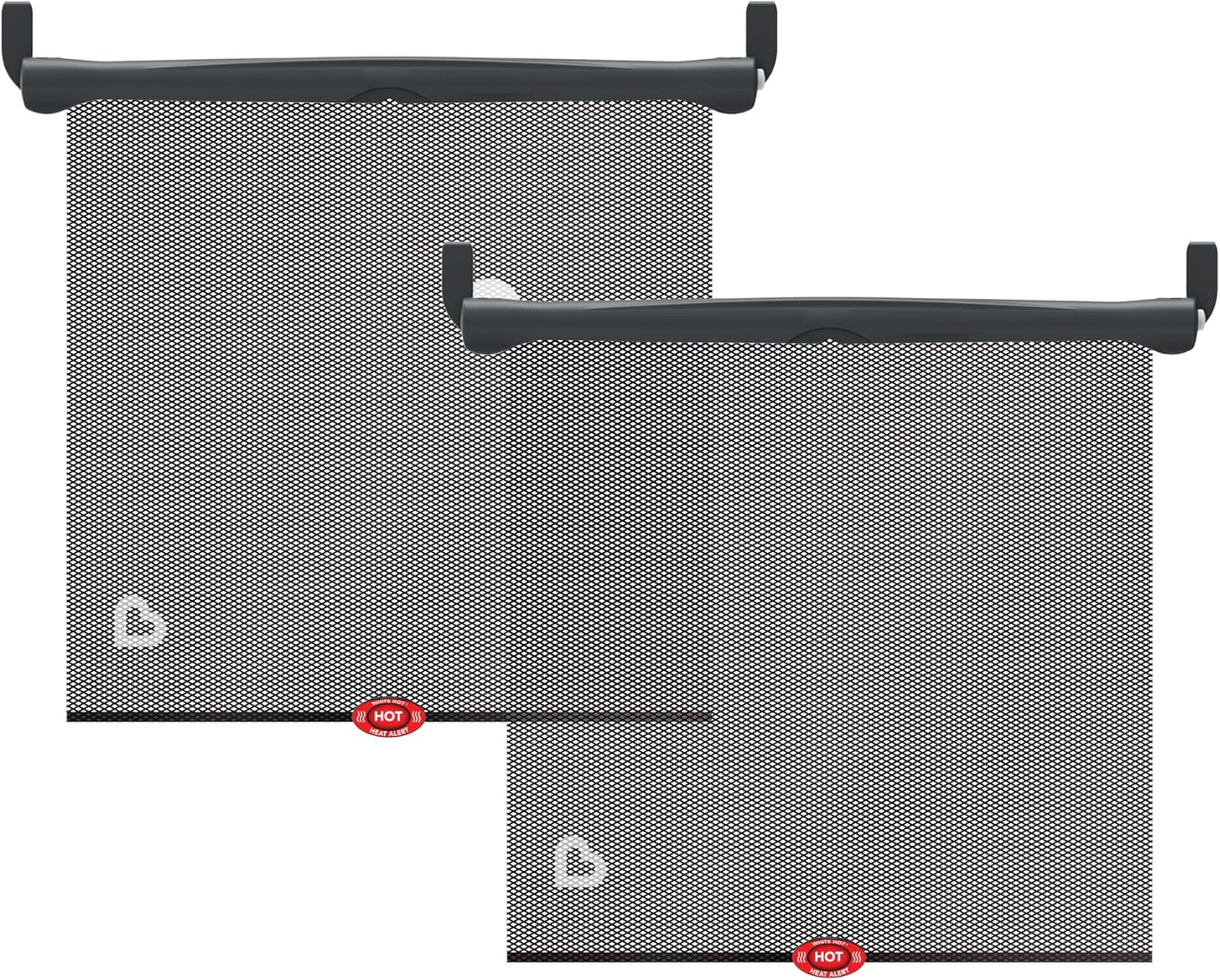 Protective  Brica Sun Safety Car Window Shades – 2 Pack with Heat Alert, Blocks UVA/UVB Rays, Black