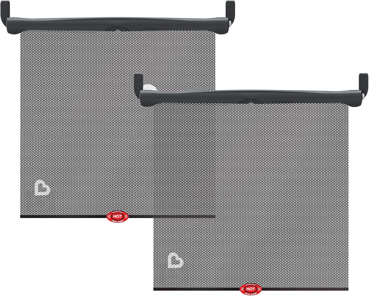 Protective  Brica Sun Safety Car Window Shades – 2 Pack with Heat Alert, Blocks UVA/UVB Rays, Black