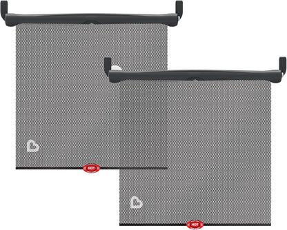 Protective  Brica Sun Safety Car Window Shades – 2 Pack with Heat Alert, Blocks UVA/UVB Rays, Black