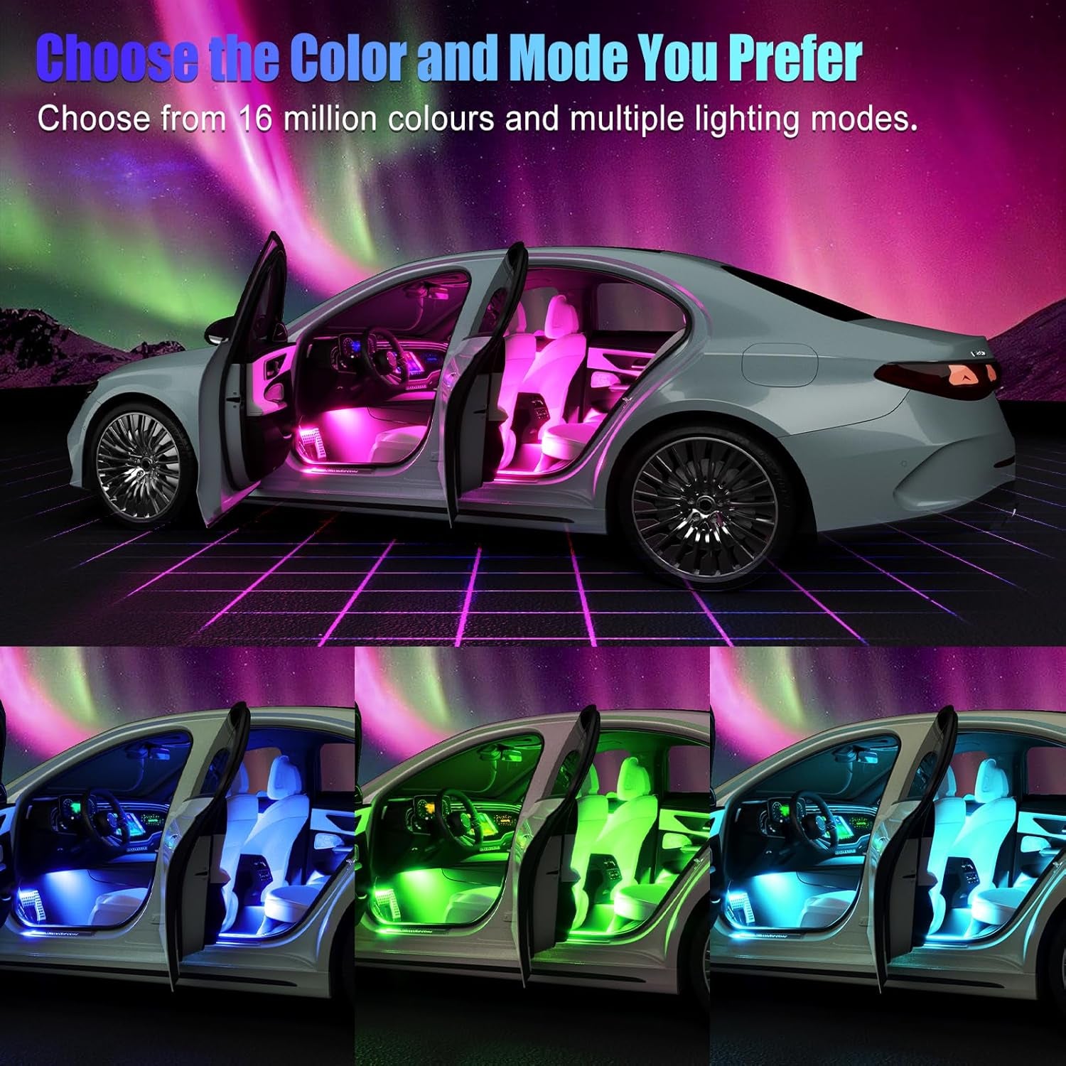 🚗 RGB Interior Car LED Kit – APP Controlled Ambient Lighting with Music Mode for Cars, Trucks & SUVs 💫🎧