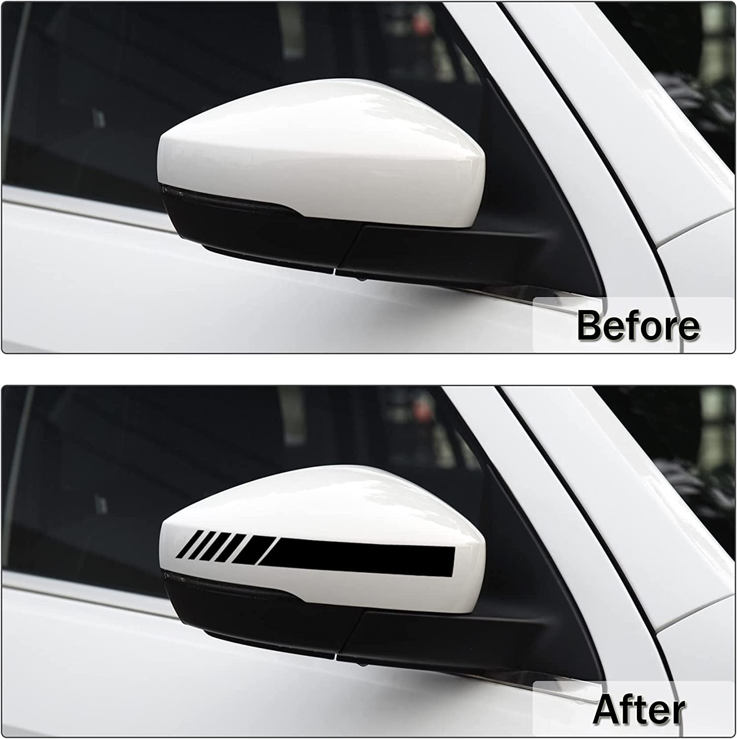 4PCS Rear View Mirror Decals – Black Carbon Look Car Stickers ⚫🚘