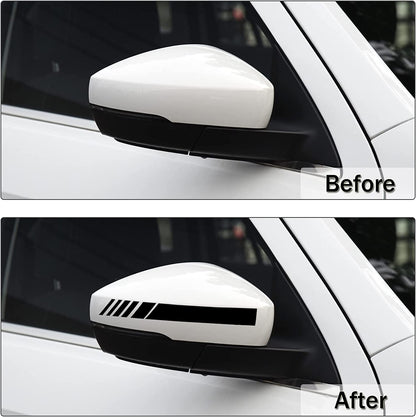 4PCS Rear View Mirror Decals – Black Carbon Look Car Stickers ⚫🚘