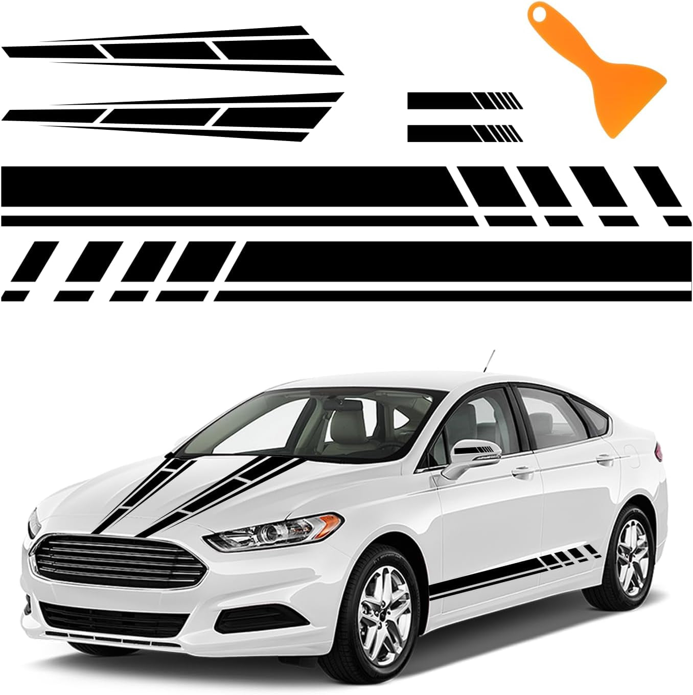 6PCS Car Racing Stripe Kit – Hood, Side & Mirror Decals ⚡🏎️