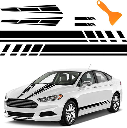 6PCS Car Racing Stripe Kit – Hood, Side & Mirror Decals ⚡🏎️
