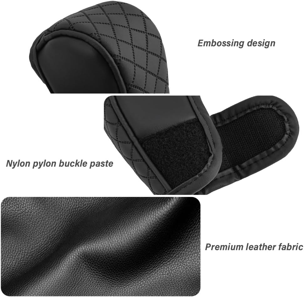 Stylish Black/Red Leather Gear Shift Cover with Diamond Embroidery - Universal Protection for Cars, Trucks, and SUVs!