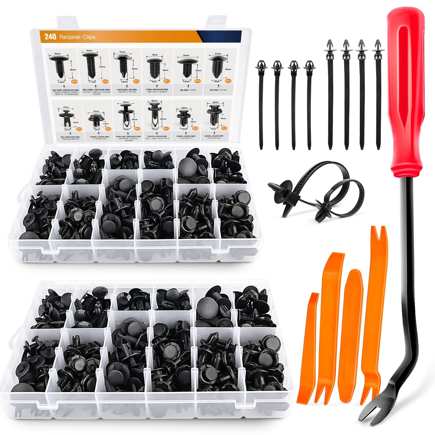 240PCS Car Retainer Clip Set – Rivets & Fasteners for GM, Ford, Toyota ⚙️🧰