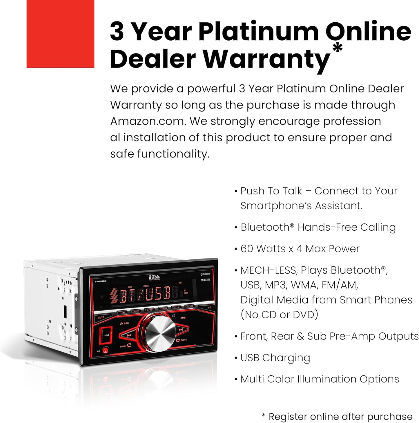 💫 8200BRGB Double DIN Stereo – Bluetooth, Multi-Color Lights, AUX/USB, CD Player 🎶🚘