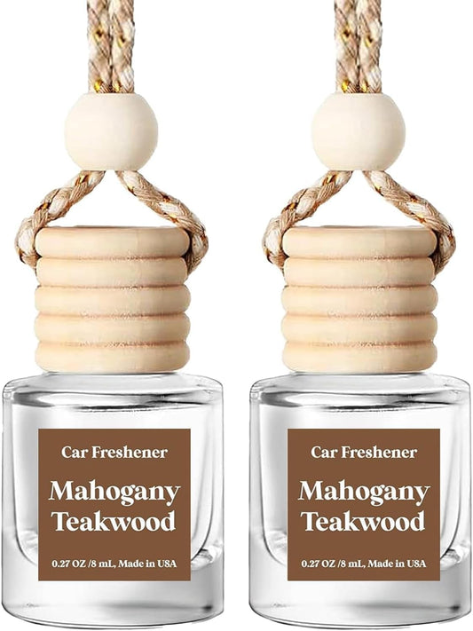 C Classy Car Air Freshener Hanging 2 Pack, Mahogany Teakwood Essential Oil Diffuser for C Ar, Cute Air Fresheners, Long-Lasting Fragrance, Car Air Fresheners for Women & Men Gift, Made in USA