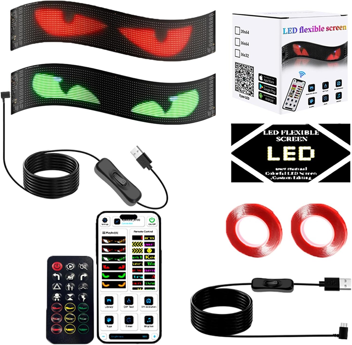 LED Devil Eyes Car Light – USB Powered Remote Control Panel 👹💡