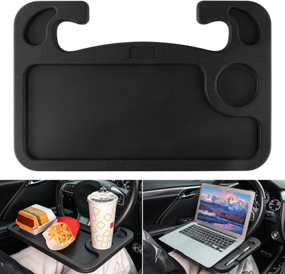 Multi-Functional Car Steering Wheel Desk - Ultimate Travel Accessory for Laptop, Eating, and More! (Black)