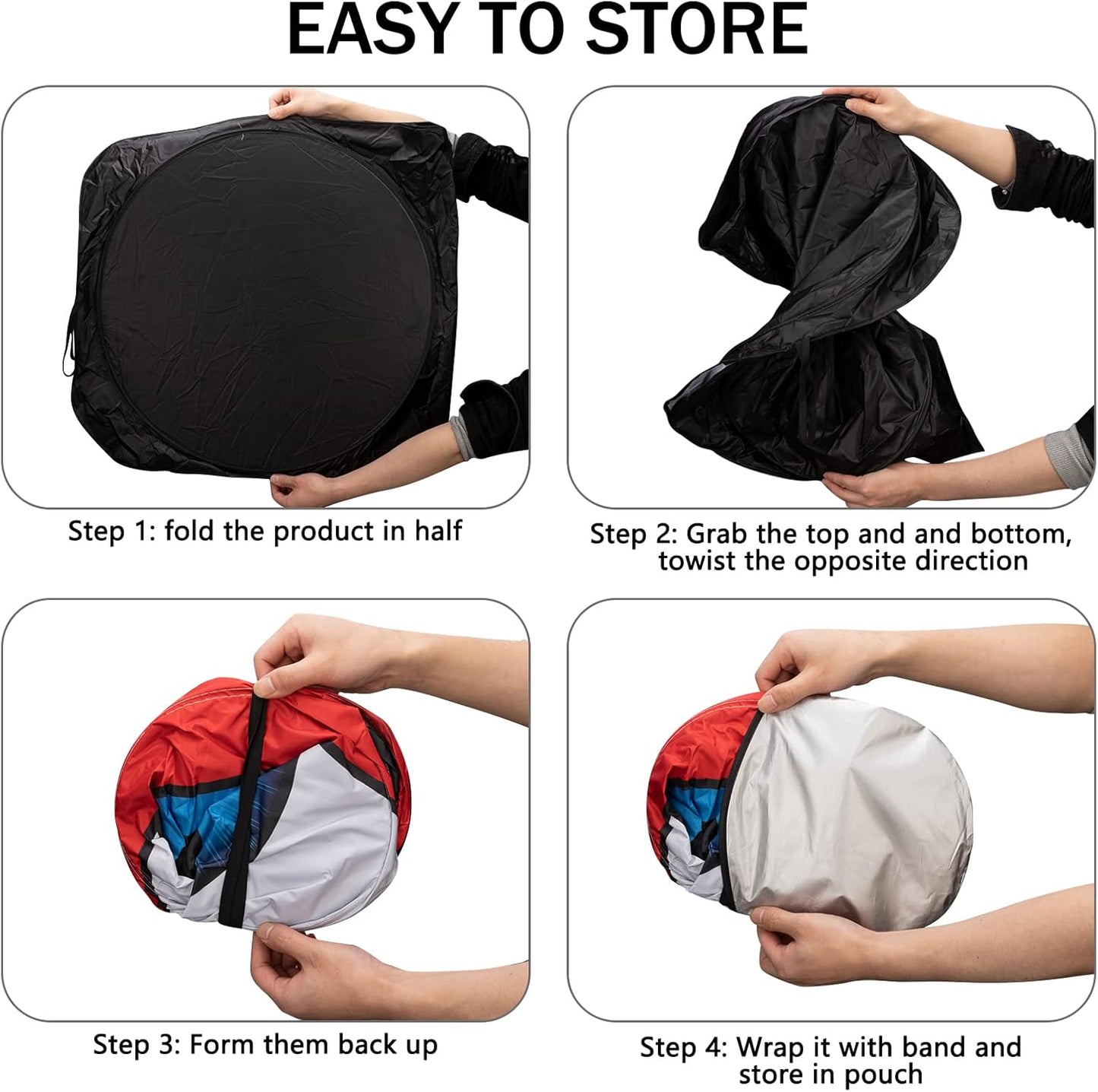 Car Windshield Sun Shade – Funny Cartoon Eyes Foldable Visor 63.7"x32" ☀️🚗