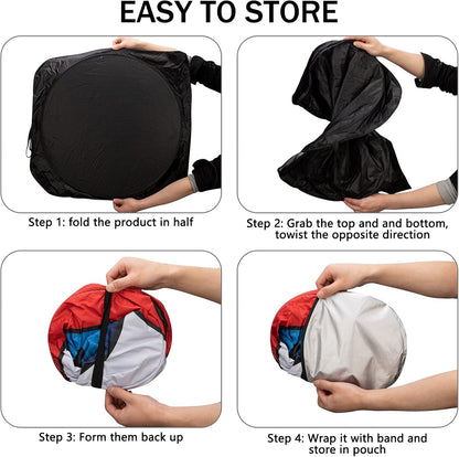 Car Windshield Sun Shade – Funny Cartoon Eyes Foldable Visor 63.7"x32" ☀️🚗