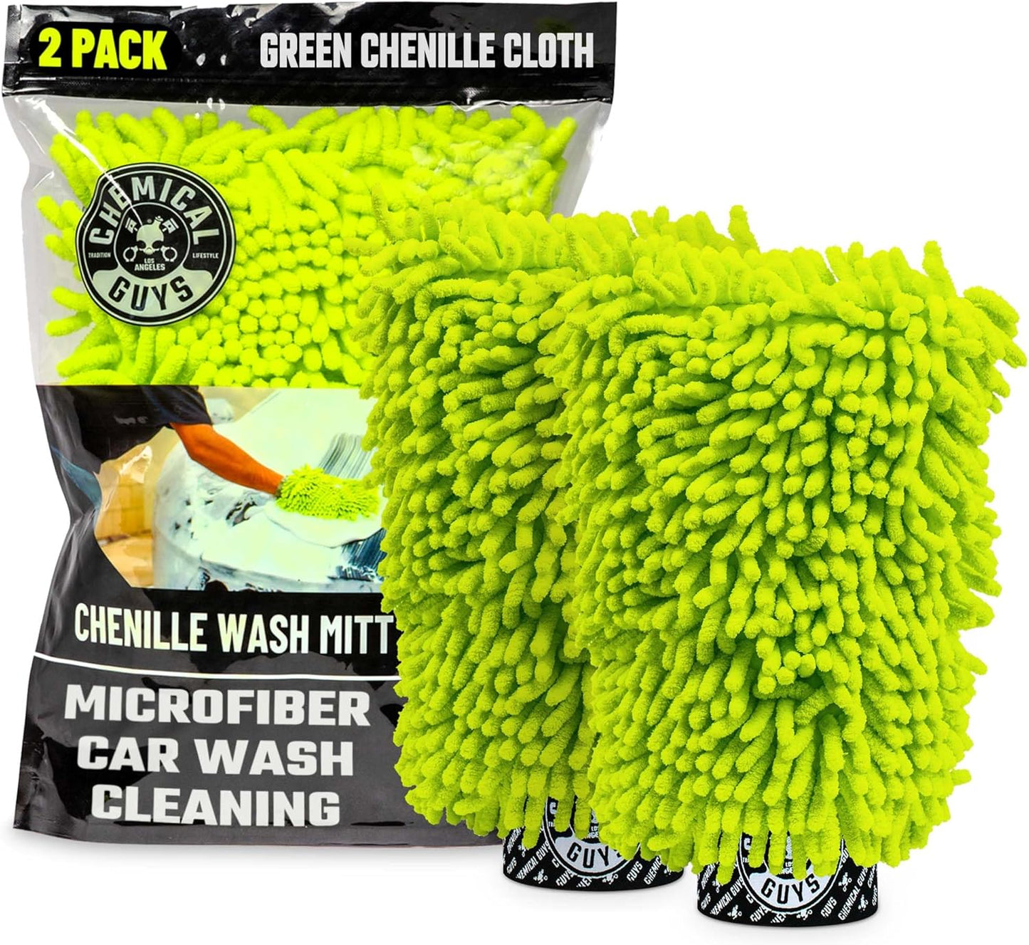 Premium Chenille Microfiber Wash Mitts (2 Pack)