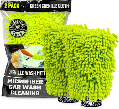 Premium Chenille Microfiber Wash Mitts (2 Pack)