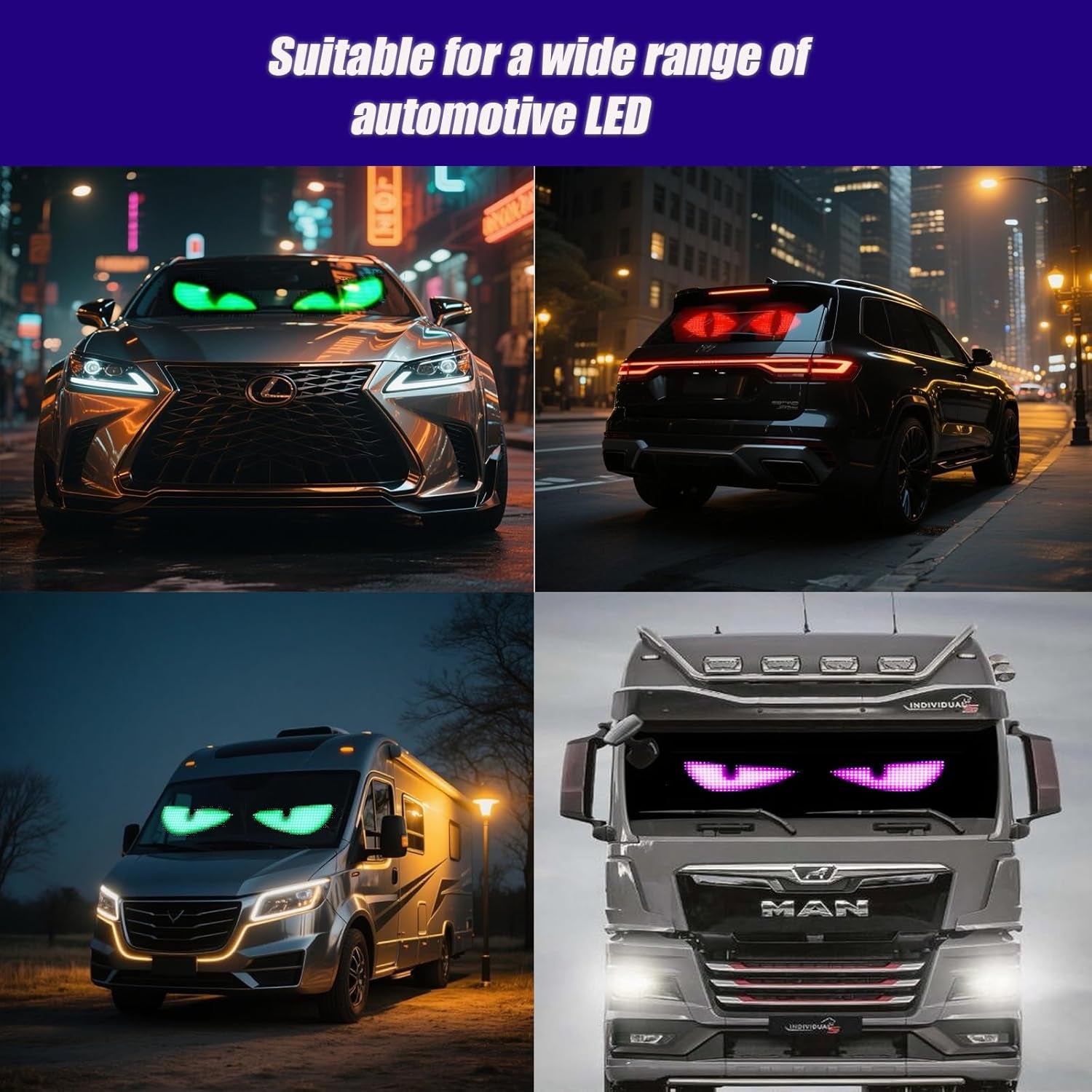 LED Devil Eyes Car Light – USB Powered Remote Control Panel 👹💡